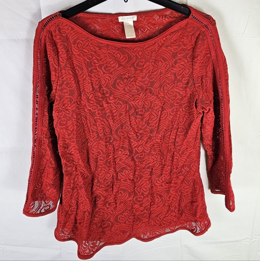 Cache Floral Lace Blouse Top Womens M Going Out Party Whimsigoth Casual Glam